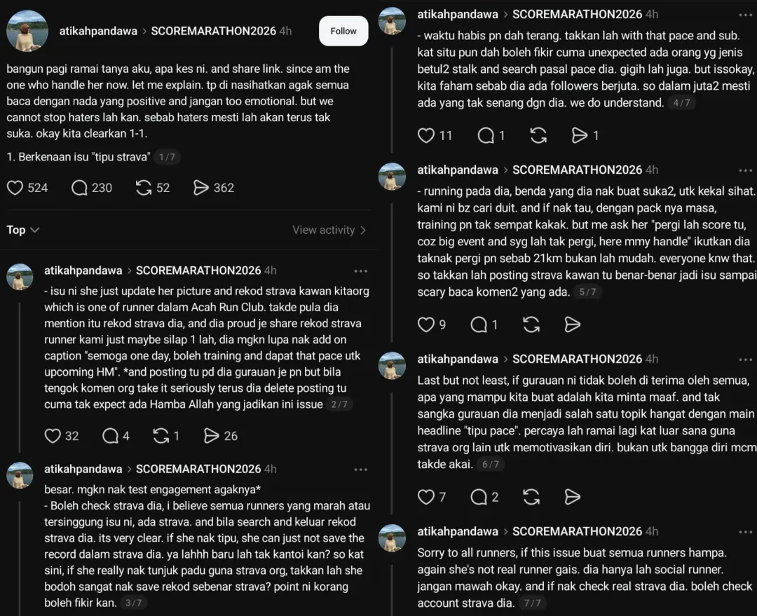 Isu Mia Azahar Edit Data Strava, Pace 11 Ubah Jadi 6? Wakil Dedahkan Hal Sebenar