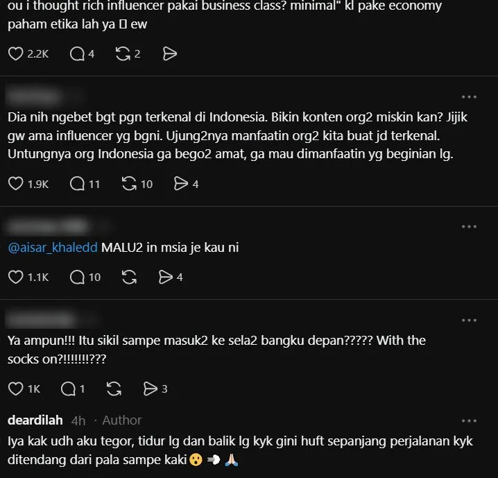 Penumpang Indonesia Kesal, Aisar Letak Kaki Di Seat Depan Dalam ‘Economy Class’