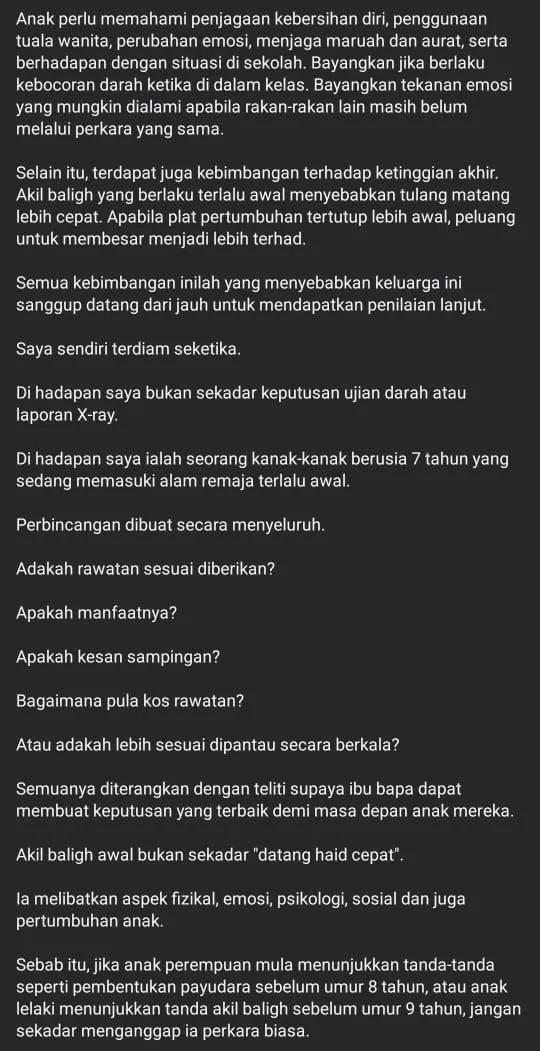 Dada Membesar, Ada ‘Stain’ Di Seluar Dalam, Anak 7 Tahun Alami Akil Baligh Awal