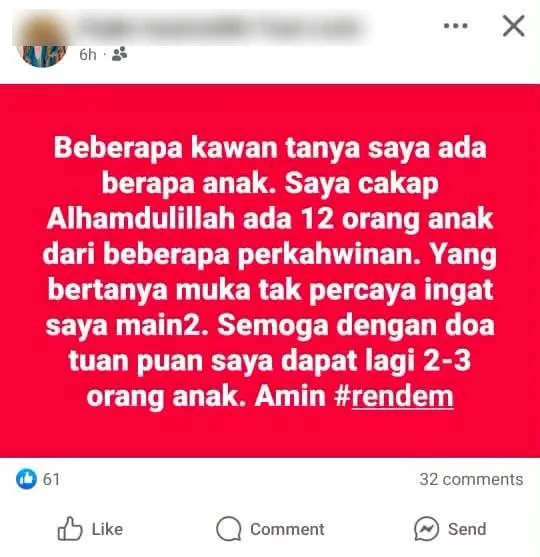 Lelaki Bangga Ada 12 Anak, Rupanya Culas Nafkah, Anak Merasa RM0.50 Sehari