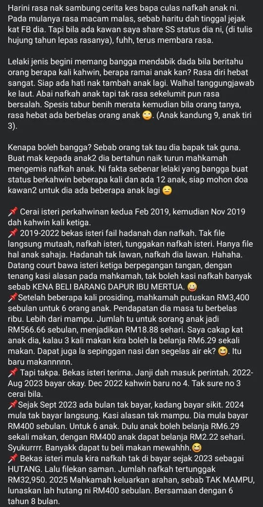 Lelaki Bangga Ada 12 Anak, Rupanya Culas Nafkah, Anak Merasa RM0.50 Sehari