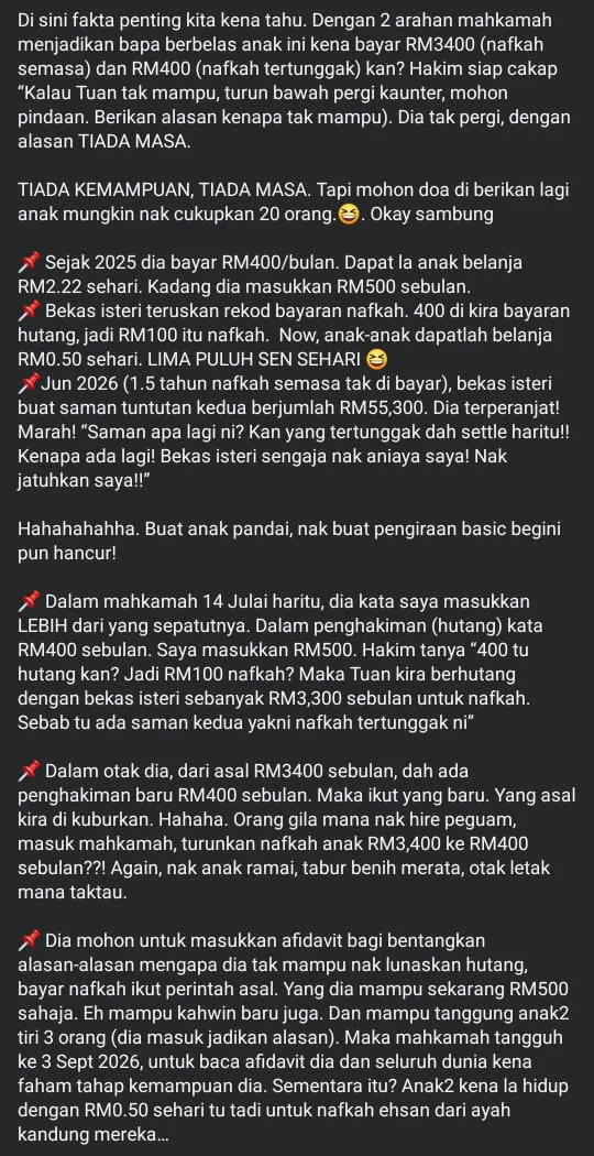 Lelaki Bangga Ada 12 Anak, Rupanya Culas Nafkah, Anak Merasa RM0.50 Sehari