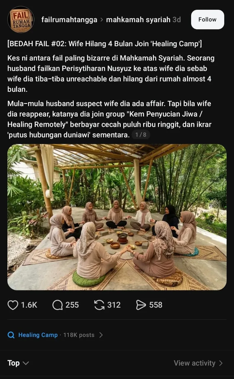 Isteri Hilang 4 Bulan Rupanya Pergi Kem Healing, Bayar RM15K “Detox Duniawi”