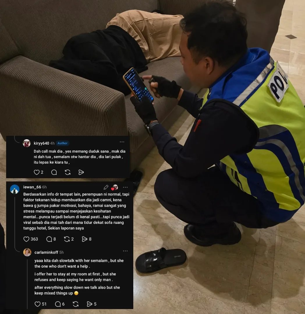 Wanita Tidur 2 Jam Di Lobi Hotel & Lari Dari Polis Didakwa Alami Tekanan Hidup